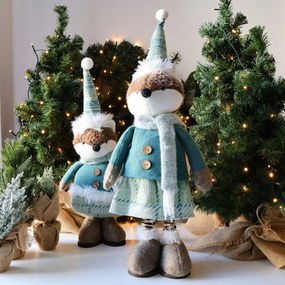 Vianočná dekorácia škriatok, 91 cm, tyrkysová