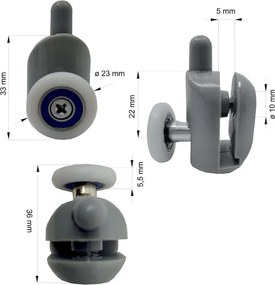Mereo Mereo, Spodné pojazdy pre sprchové boxy, súprava 4ks, MER-CKND183K