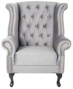 Dizajnové kreslo Chesterfield strieborný zamat
