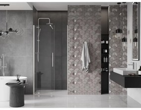 Mexen Velar, posuvné sprchové dvere do otvoru 120 cm, 8mm číre sklo, brúsená oceľ, 871-120-000-01-97