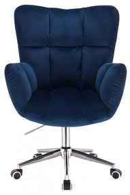 LuxuryForm DESIGN Kreslo AURORA VELUR na strieborné podstave s kolieskami - modré