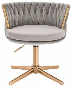 LuxuryForm DESIGN Stolička LYON VELUR na zlatom kríži - svetlo šedá