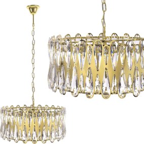 Toolight Toolight, krištáľové závesné svietidlo 8xE14, APP1718-CP, zlatá, OSW-04340