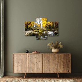 Obraz - Vodopády v jesennej krajine, žlté (90x60 cm)