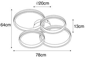 Stropné svietidlo čierne vrátane LED 3-stupňový stmievač 4-svetlo - Navara