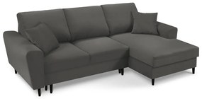 Tmavosivá menčestrová rozkladacia/s úložným priestorom rohová pohovka (pravý roh/s leňoškou) Kyoto – Cosmopolitan Design