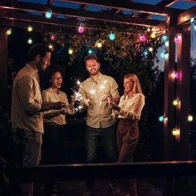 Solight LED smart farebná vonkajšia reťaz s RGB žiarovkami, bluetooth, 15 žiaroviek, 14m+6m, 10W