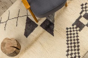 Ručne tkaný vlnený koberec BERBER MR1801 Beni Mrirt berber Boho, béžový / sivý