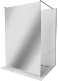 Mexen Kioto, sprchová zástena Walk-In 120 x 200 cm, 8mm sklo vzor zrkadlo, medený matný profil, 800-120-002-65-50