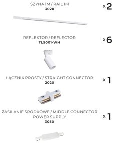 Zuma Line 3046 - Bodové svietidlo v lištovom systéme TUBE 6xGU10/35W/230V biela