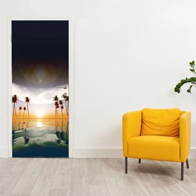 Fototapeta na dvere - Mesiac nad palmami (95x205cm)