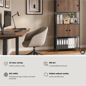 Regál na šanóny s uzamykateľnou skrinkou, kancelársky, otvorené police, kovový antracitový/orech, 800x2200x400 mm: ARIEL Eco Design