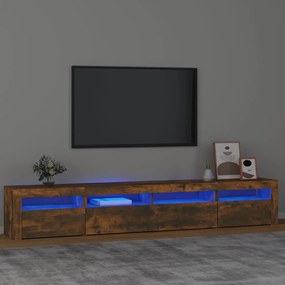 TV skrinka s LED svetlami dymový dub 240x35x40 cm