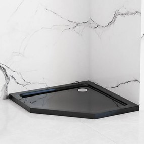 Rea Diamond Black, päťuholníkový sprchový kút 90 x 90 cm, 6mm číre sklo, čierna matná, REA-K5622