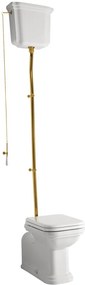 Kerasan Kerasan, WALDORF WC misa s nádržkou, spodný/zadný odpad, biela-bronz, WCSET20-WALDORF