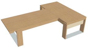 Stôl Verno+ S 200 x 300 cm s rokovacím prvkom, dub svetlý / vanilka