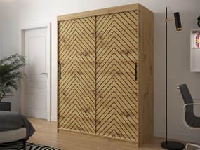 Šatníková skriňa Ratintu 1 150 cm, zásuvka: áno, Farby: čierna / dub artisan + čierna