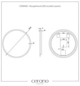 Cerano Lavoro, LED kúpeľňové zrkadlo Lavoro Ø80 cm, CER-CER-476699