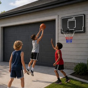 LEAN Sport Závesný basketbalový kôš s doskou, záhradný, čierny, 90 cm