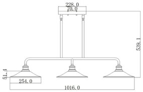 Elstead HK-RIGBY-ISLE-KZ - Luster na tyči RIGBY 3xE27/60W/230V