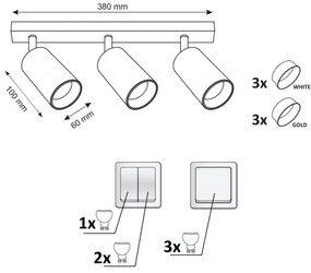Bodové svietidlo MARIBEL 3xGU10/10W/230V biela