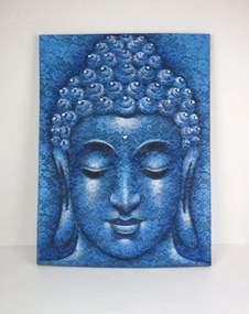 Obraz Budha, ručná maľba, modrý, 80x60 cm
