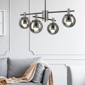 Luster na tyči LILOU 4xE14/5W/230V matný chróm/dymová