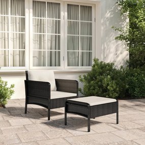 vidaXL 2-dielna záhradná sedacia súprava s vankúšmi čierna polyratan