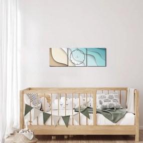 Abstraktný obraz morského pobrežia (s hodinami) (90x30 cm)