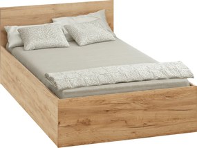Posteľ s kovovým roštom a úložným priestorom, 120x200, dub craft zlatý, DOLI