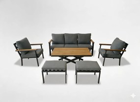 CH Súprava hliníkového nábytku s teakovým drevom - antracit