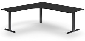 Kancelársky stôl QBUS, rohový, 2000x2000 mm, T-rám, čierny rám, čierna