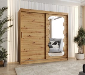 Šatníková skriňa 200 cm Spock (dub artisan). Akcia -19%. Vlastná spoľahlivá doprava až k Vám domov. 1126083
