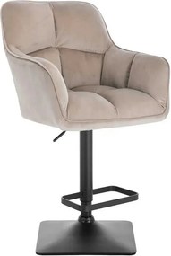 LuxuryForm DESIGN Barová stolička AMALFI VELUR na čiernej hranatej podstave - latte
