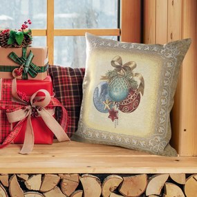 VIANOČNÁ GOBELÍNOVÁ DEKORAČNÁ OBLIEČKA NA VANKÚŠ MERRY2 45X45 CM VZOROVANÁ