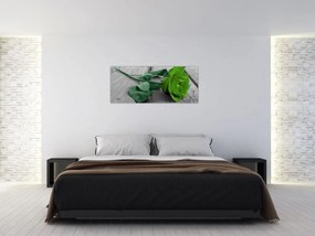 Obraz - Zelená ruža (120x50 cm)