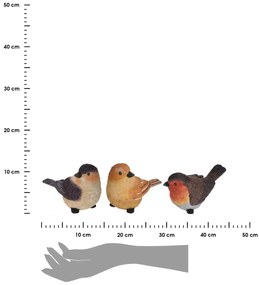 Záhradná figúrka z polistone Little Birds, sada 3ks, 9 cm, viacfarebná