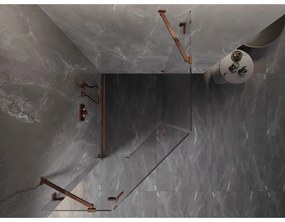 Mexen Lunar, Päťuholníkový sprchový kút Mexen Lunar s výklopným ľavým oknom 80 x 100 cm, 8mm číre sklo, profil ružové zlato, 831-080L-100P-60-00-L