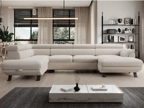 Sedacia súprava Raven XL, krémová látka, tvar ľavé U%