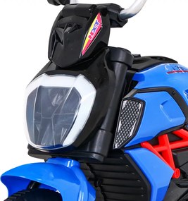 Ramiz Rýchla turistická motorka na batérie pre deti Modrá + Audio + Svetlá + Eko koža