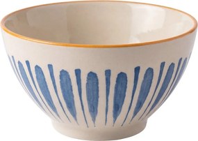 Béžová keramická miska s modrým vzorom - Ø 11*6 cm / 200 ml
