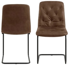 Hnedé jedálenské stoličky z imitácie kože v súprave 2 ks Kira – Actona