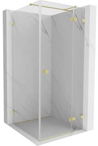 Mexen Lunar T, výklopný sprchový kút pravý 120 x 120 cm, 8mm číre sklo, zlatý kartáčovaný - 834T-120-120-55-00-P