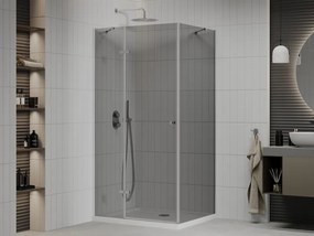 Mexen Roma, sprchový kút s krídlovými dverami 80 (dvere) x 100 (stena) cm, 6mm šedé sklo, chrómový profil + slim sprchová vanička biela + chrómový sifón, 854-080-100-01-40-4010