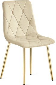 Svetlobežová zamatová jedálenská stolička LIBRA so zlatými nohami