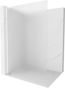 Mexen Kioto L, sprchová zástena Walk-In 90 x 200 cm, 8mm sklo námraza, biely profil, 800-090-103-20-30