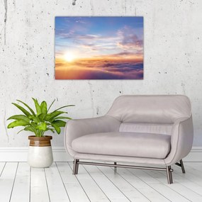 Sklenený obraz - Západ slnka nad mrakmi (70x50 cm)