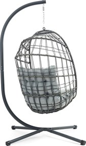 Skládací závěsné houpací křeslo Houseland Chloe šedé