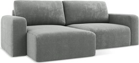 Sivá ženilková rozkladacia/s úložným priestorom rohová pohovka (ľavý roh/s leňoškou) Kona – Makamii