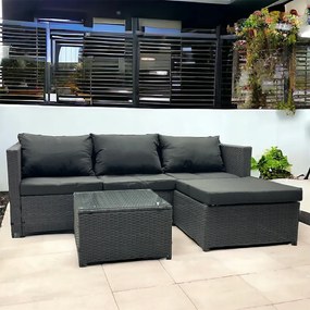 Súprava záhradného nábytku z technoratanu v sivej farbe